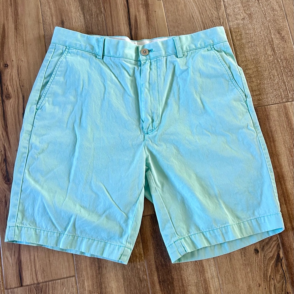 Roundtree Yorke Mens 34 Mint Green Cotton 8 1/2” Chino Flat Front  Shorts Preppy
